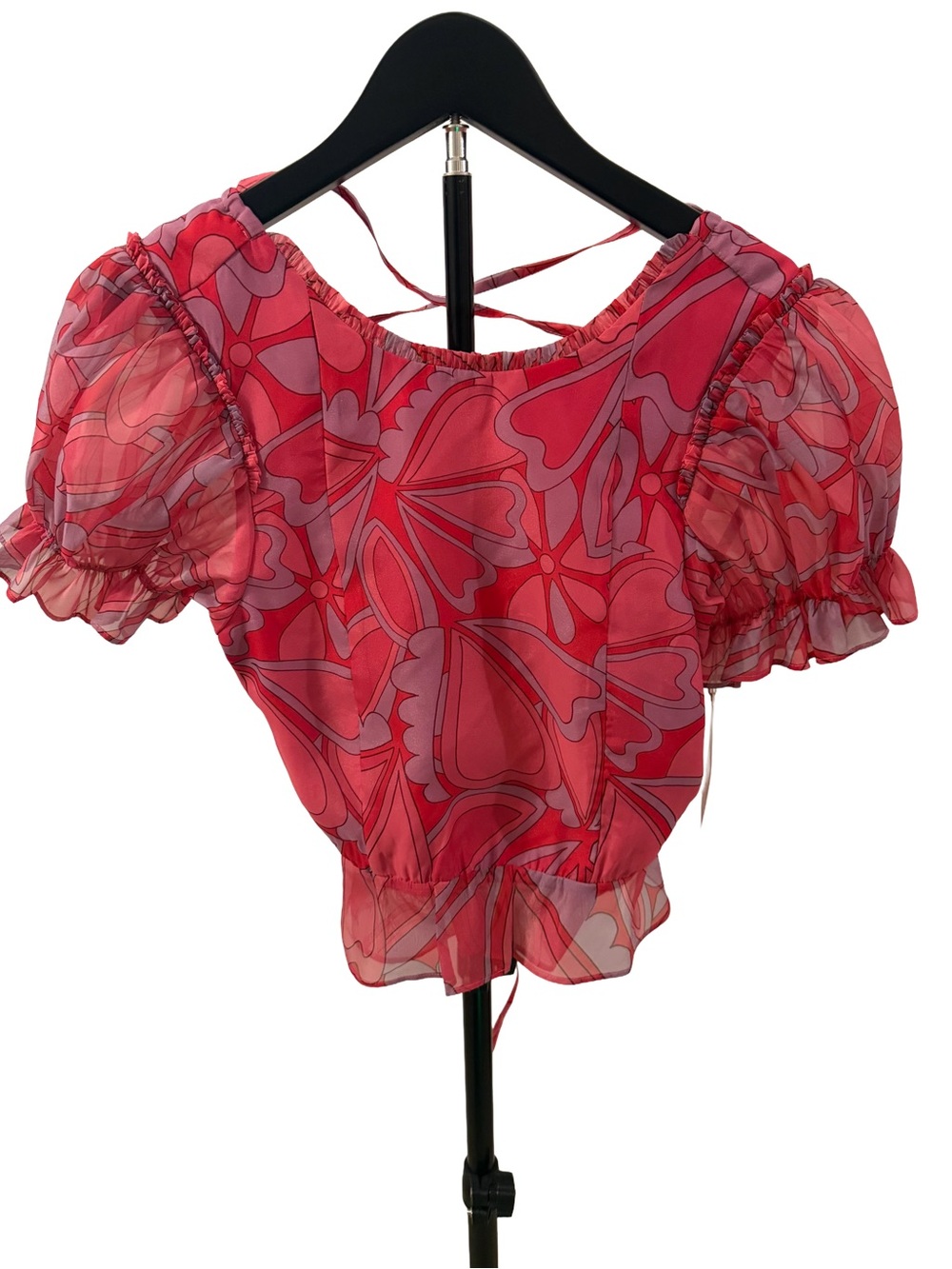 Show Me Your MuMu Daiquiri Peplum Top in Candy Heart Organza- Size S NWT